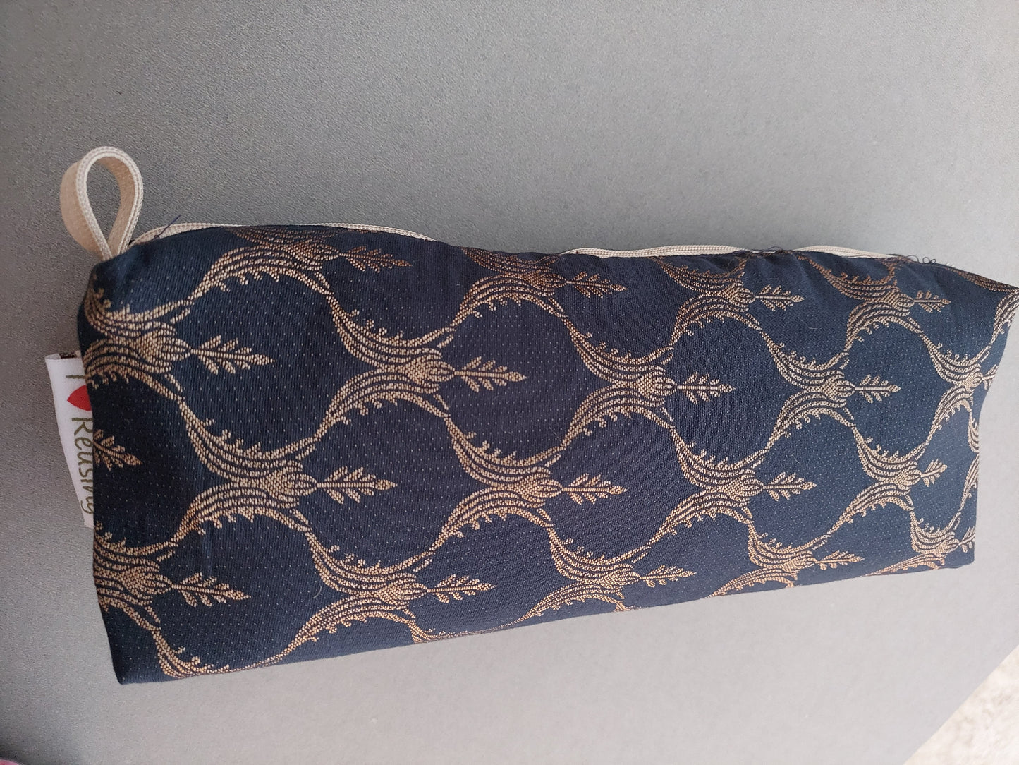 Extra large navy blue and gold design pouch