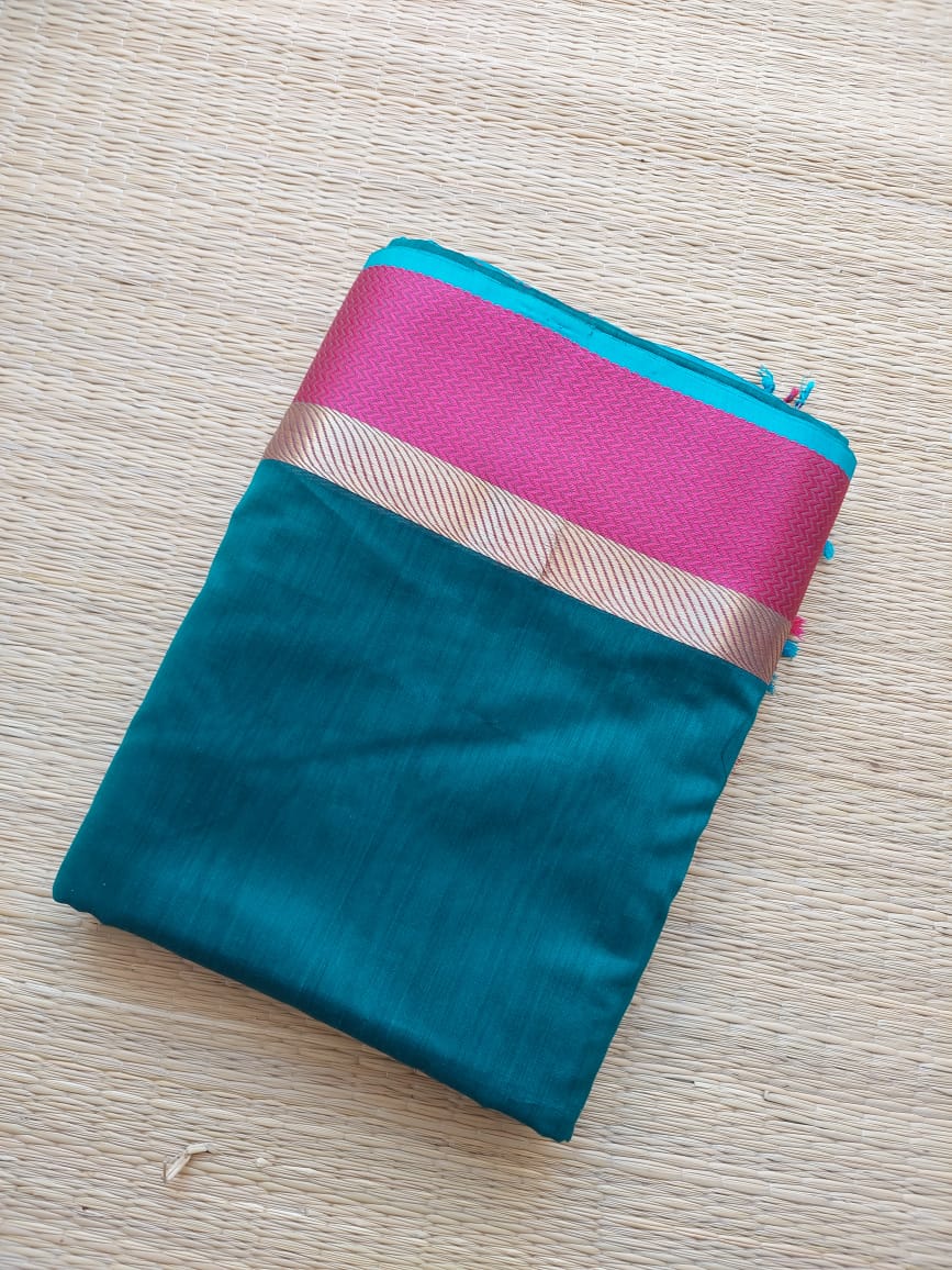 Copper Sulphate and Pink combination sari