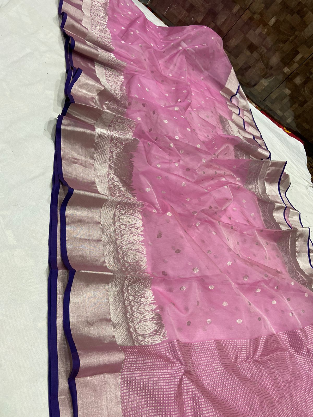 Light pink chanderi sari