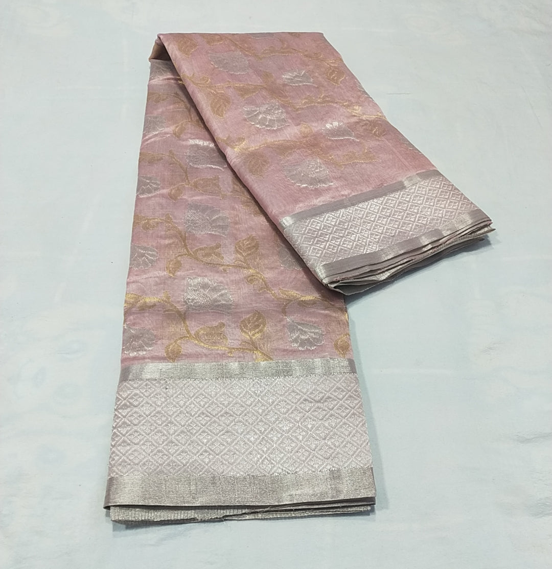 Pretty peach chanderi sari
