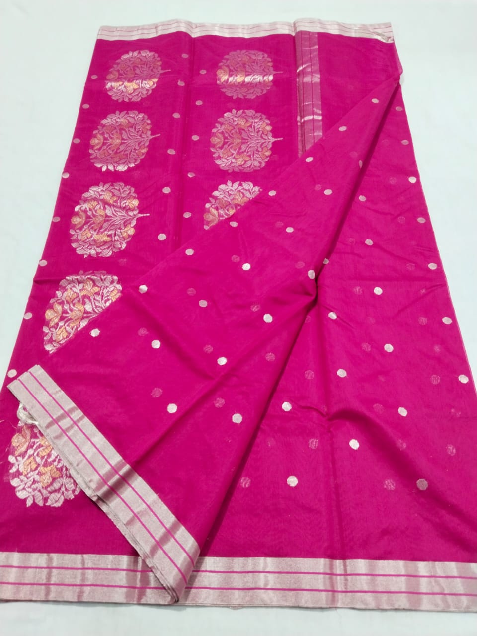 Dark pink chanderi sari