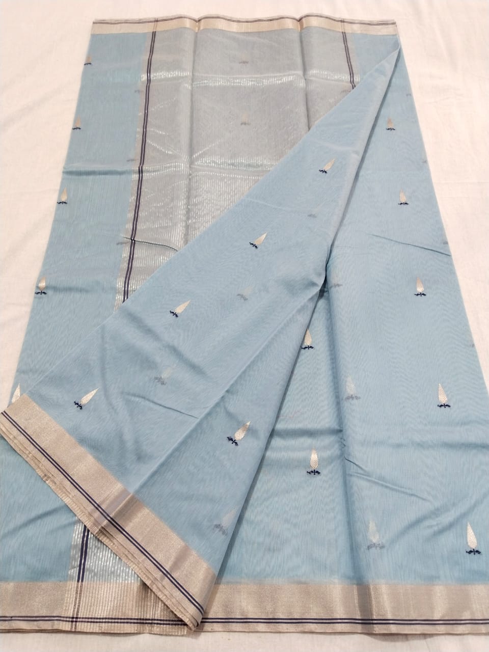 Cool grey chanderi sari