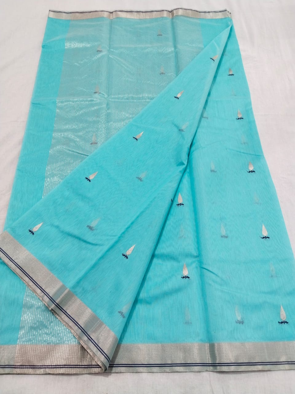Sea green chanderi sari