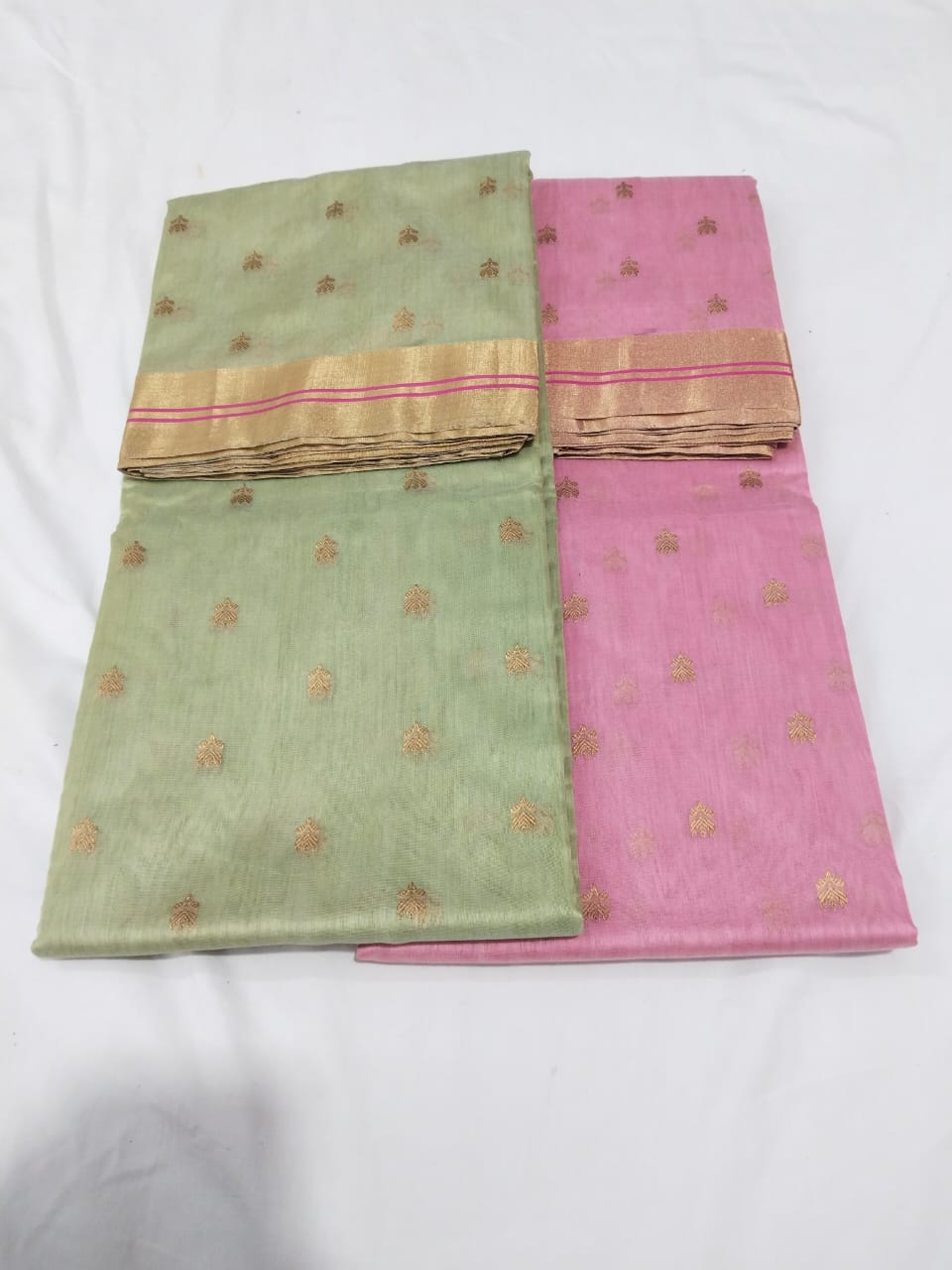 Pretty motifs golden border chanderi sari