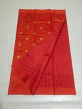 Orange Chanderi Silk Sari with Golden Motifs
