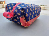 Pink and blue benaras fabric pouch