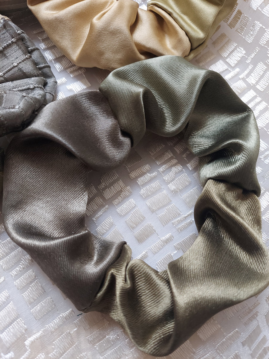 4 scrunchies in similar shades and different textures – Bharati's ...