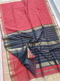 Light red sari with black border