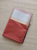 Light brown sari with silver border