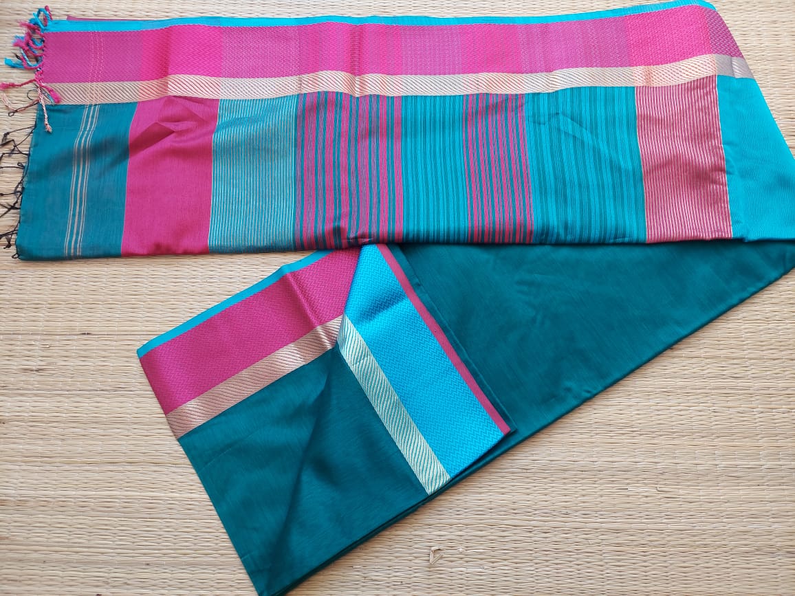 Copper Sulphate and Pink combination sari
