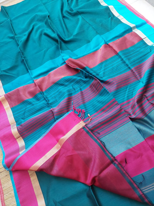 Copper Sulphate and Pink combination sari