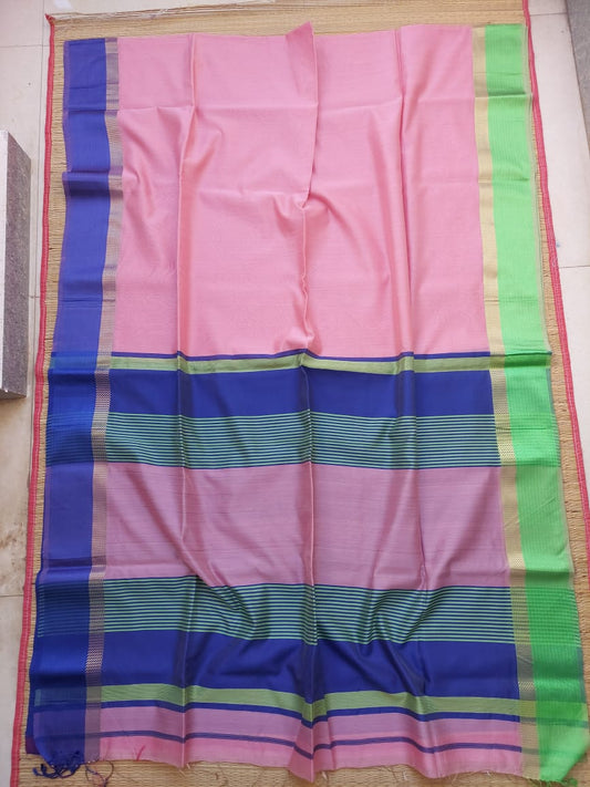 Ganga Jamuna border sari with light green and blue border