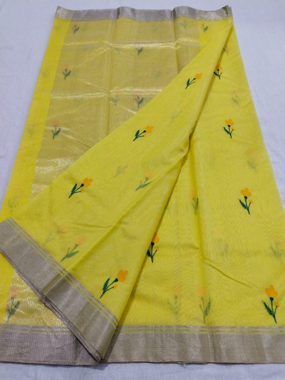 Yellow chanderi sari