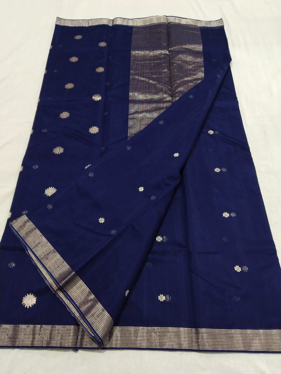 Dark blue chanderi sari