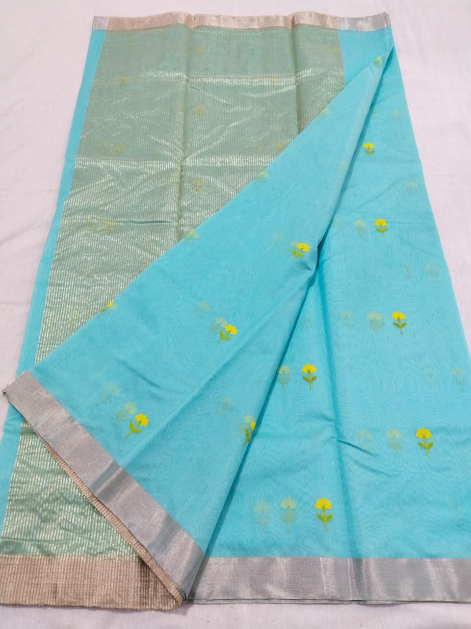 Pale blue chanderi sari