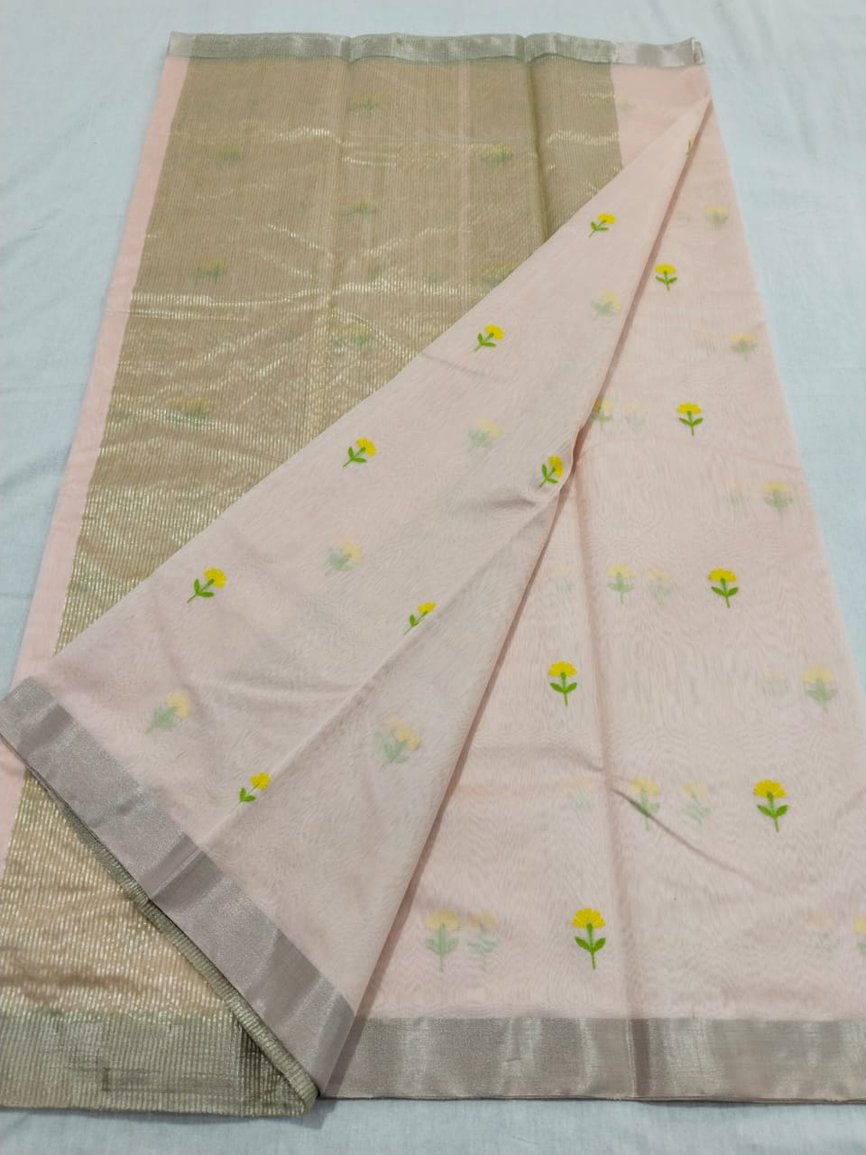 Sandalwood shaded chanderi sari