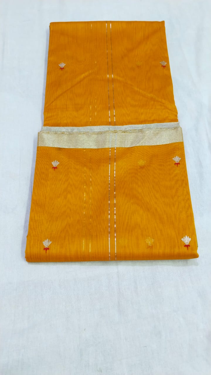 Yellow orange chanderi sari